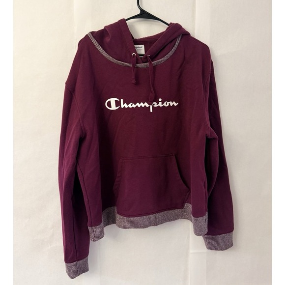 Champion Tops - Champion Sweatshirt Hoodie Pullover Women's XXL Purple Silver Trim Long Sleeve